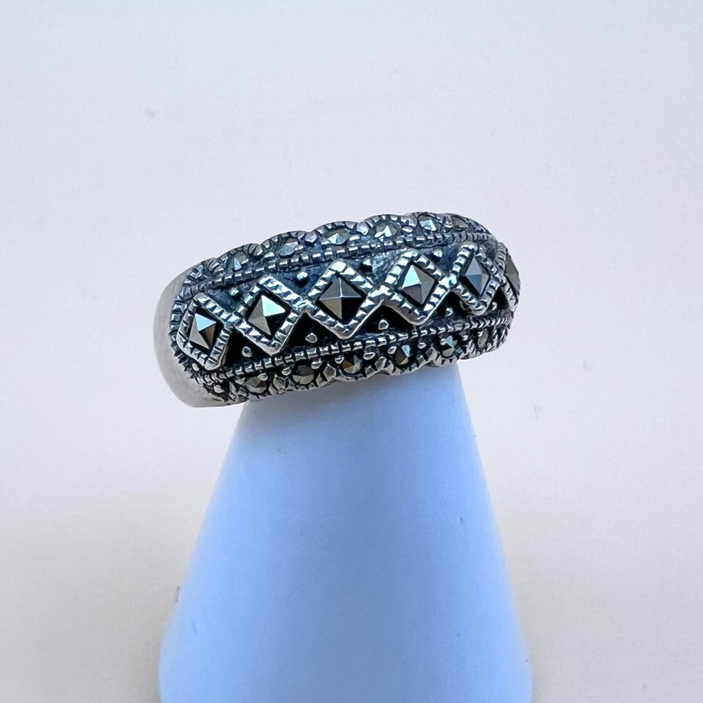 Sterling Silver and Marcasite Ring, Size 8
